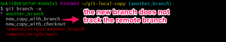 Git Copy With Branch No Tracking Relation